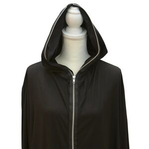 Kaliyana Artwear Vintage Black long-sleeve Hooded Dress, Zipper Front, sz S/M